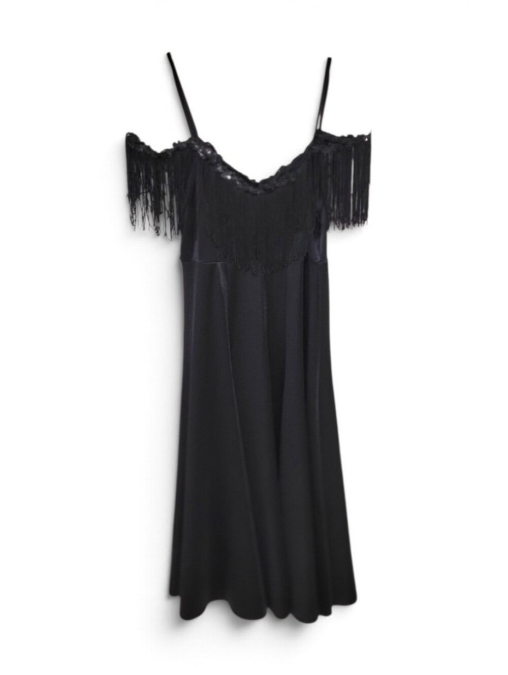Women's Dance costume dress sequins fringe tap ballroom latin Size XS black